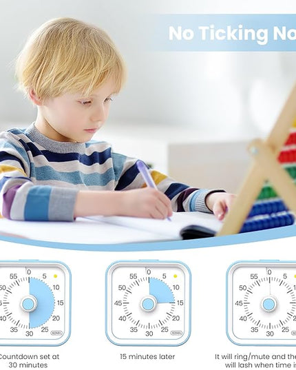 InfPokid Visual Timer for Kids with Pause Function, 60 Minute Countdown Timer for Kids Desk Study, Teaching, Kitchen Cooking, Office Meetings, Time Management for ADHD (Blue)