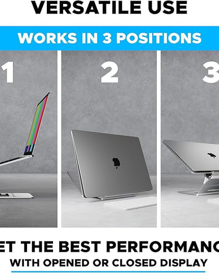 Elestoria Adjustable Laptop Stand - Fits 5 Devices, Modern Design, Tool Free Adjustment, Protective & Stable | Grey (Grey, Floating)