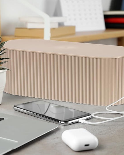 YOKIVE 2 Pcs Cable Management Box, Cord Hider Organizer Decorative Strip Storage Box Desk Accessories for TV Cords Home, Office, Light Brown