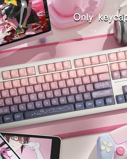 134Keys PBT Keycaps MOA Profile Key Cap for Cherry Gateron MX Switches Mechanical Keyboards Key caps (Taro Purple)