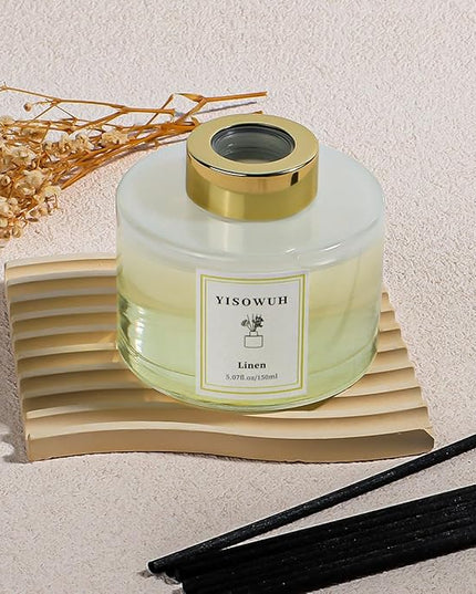 YISOWUH Reed Diffuser Set,5.07 fl oz (150 ml) - Linen Oil Diffusers with 8 Reed Sticks,Home Fragrance Reed Diffuser for Bathroom Shelf Decor