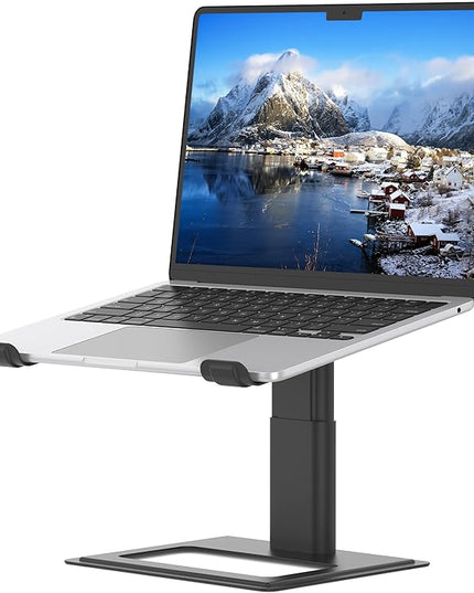 SOUNDANCE Adjustable Laptop Stand for Desk, Computer Stand, Ergonomic Laptop Riser Holder Compatible with 10 to 17.3 Inches Notebook PC Computer, Aluminum Black