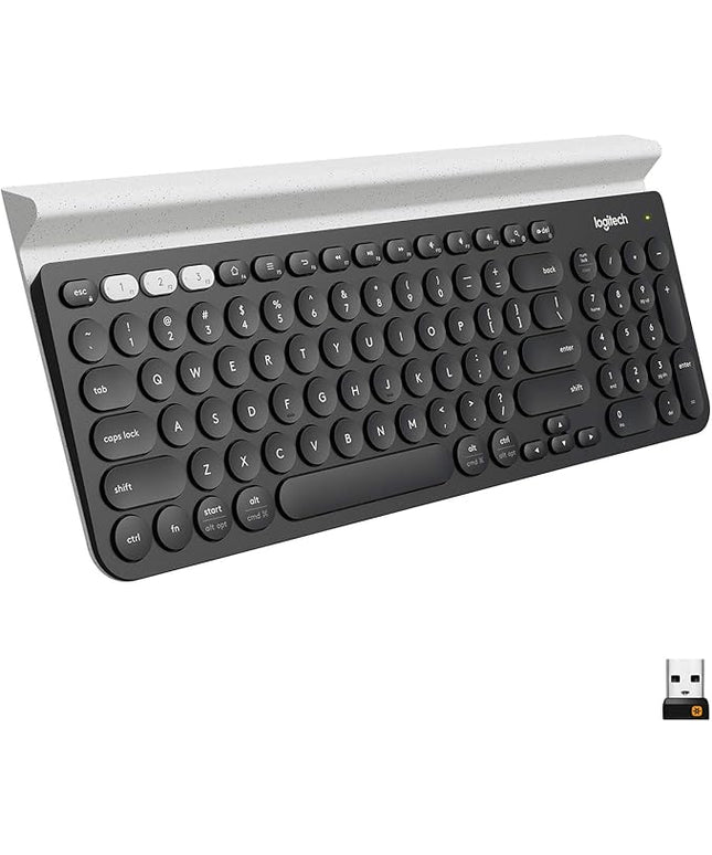 Logitech K780 Multi-Device Wireless Keyboard for Computer, Phone and Tablet – Flow Cross-Computer Control Compatible - Speckles, White