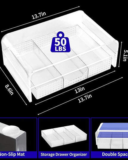 OPNICE Acrylic Clear Desk Organizers and Accessories, 2-Tier Computer Monitor Stand Riser with Drawer, Laptop Stand, Office Desk Accessories for Office Supplies, Transparent