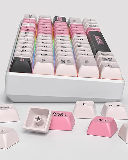 Guffercty kred Cute PBT XDA Keycaps 144 Keys Pink Heart Custom Keycaps 75 Percent Keyboard Keys Caps with keycap Puller for Mechanical Keyboards （Pink Plastic）
