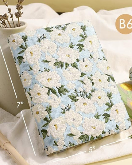 Small Journal for Women, Flower Notebook, B6, 5x7, Ruled Notebook & Blank Sketchbook, Embroidered Journal, Hardcover, Lay Flat, Note Taking Notebook, Cute Journal, White Gardenia