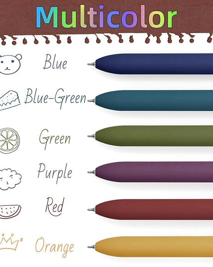UIXJODO Colorful Pens, 6 Pcs Colored Pens Fine Point Smooth Writing Pen, 0.5mm Colored Ink Gel Pen for Journaling Note Taking Writing, Office School Supplies Gifts for Women (6 Pcs Gold Vintage)