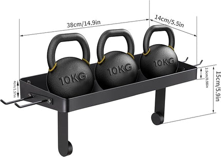 YIGII Garage Paper Towel Holder with Shelf - Wall Mount Papertowel Holder with 4 Hooks, Single-Hand Tear Paper Towel Rack Heavy Duty Tissue Holder for Clean Station, Craft Room, Workbench (Black)