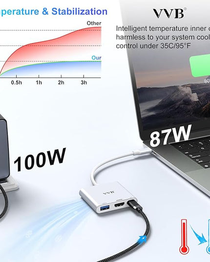 USB C to HDMI Adapter,USB-C Adapter Hub with 4K HDMI,USB3.0,Type C PD Charge Port 4K Multiport Digital AV Converter for iPad Pro/air,MacBook Pro/air,Tablet,Switch and More USBC Device