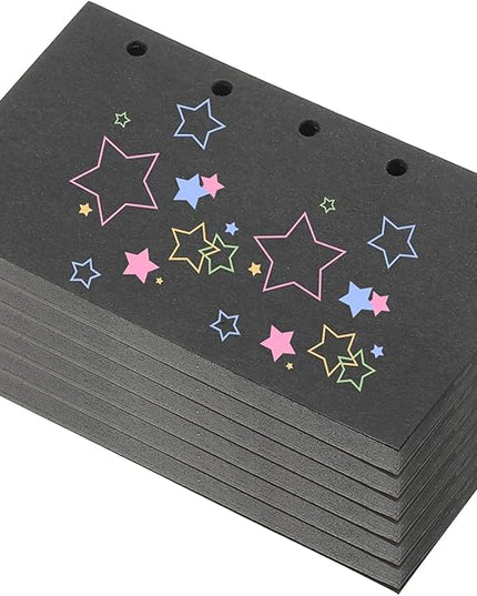 PATIKIL Colored Loose Leaf Paper, 4.1" x 2.5"(A8) 300 Sheets 5 Holes Punched 150GSM Blank Binder Refill Paper Supplies for Office Note Taking Teacher Planner Journal Notebook, Black