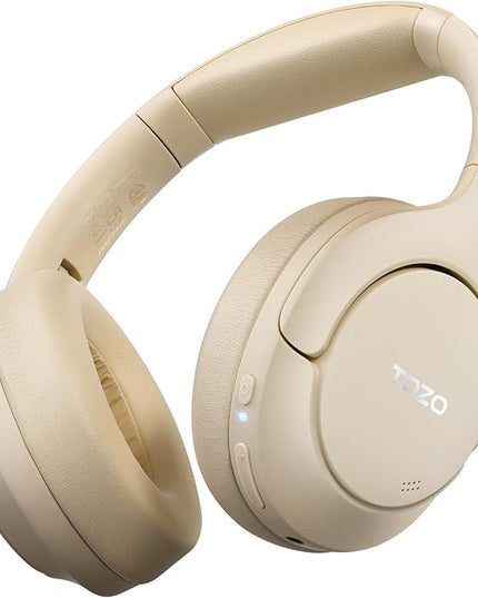 TOZO HT2 Hybrid Active Noise Cancelling Headphones, Wireless Over Ear Bluetooth Headset, 60H Playtime, Hi-Res Audio Custom EQ via App Deep Bass Comfort Fit Ear Cups, for Home Office Travel