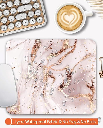 Square Mouse Pad Rose Gold Marble, Personalized Premium-Textured Custom Mouse Mat Design, Washable Mousepad Cloth, Non-Slip Rubber Base Computer Mouse Pads for Wireless Mouse