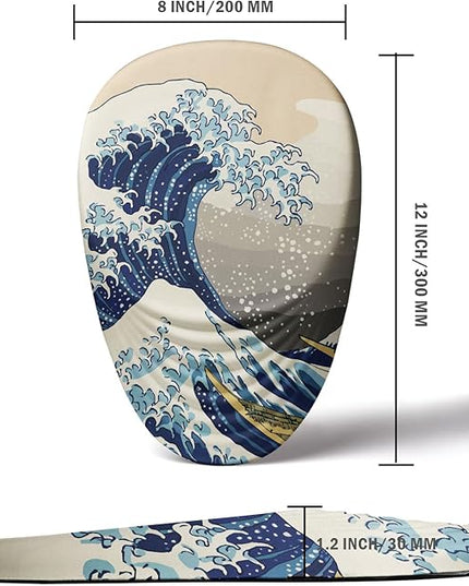 Ergonomic Mouse Pad Wrist Rest, Japanese Sea Wave Mouse Pad with Wrist Support, Memory Foam Massage Design & Non-Slip PU Base MousePads for Pain Relief, Desk, Office, Home, Kanagawa Wave