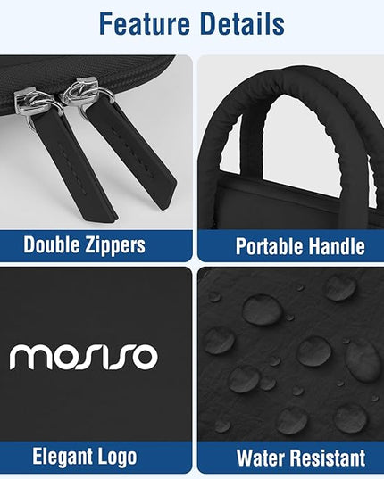 MOSISO Laptop Case 13.3 inch, 13-14 inch Puffy Laptop Sleeve Compatible with MacBook Air 13 13.6/Pro 13/Pro 14,HP Acer Dell ASUS Lenovo, Rectangle Quilted Computer Bag with Handle&Flower Pendant,Black