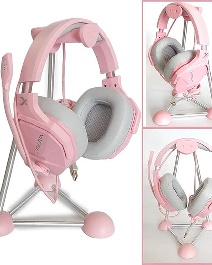 Headphone Stand, Desktop Headset Holder, Desk Earphone Stand, Gaming Headsets, for SteelSeries/Logitech/HyperX/Sony/Beats/Sennheiser/Anker/Xbox, and All Headphones.(Red) (Pink)