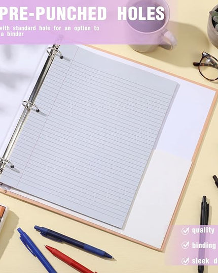 PerKoop 400 Sheets Colored Loose Leaf Paper 8.5" x 11" college ruled Lined 3 Hole Punched notebook Filler Paper for 3 Ring Binders Office School Supplies (Gentle Colors)