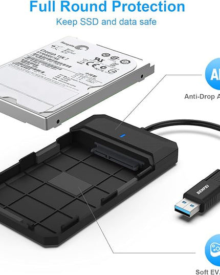 BENFEI 2.5 Inch SATA to USB Tool Free External Hard Drive Enclosure, USB Type-C/Type-A to Sata Compatible for 2.5 Inch SSD(Optimized for SSD, Support UASP)