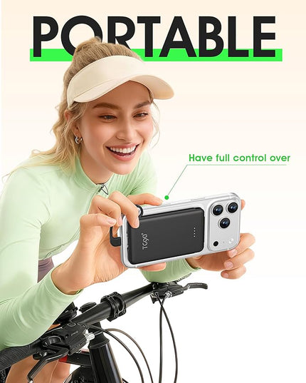 TG90° Ultra Slim 5000mAh Portable Charger Built-in Foldable AC Wall Plug and Cables, Pocket Size USB C Power Bank,External Battery Pack Compatible with iPhone 17 16 15 14 13 12 Android Devices iPad