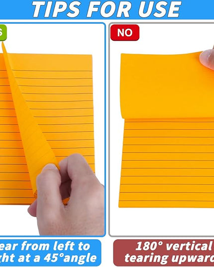 60 Pack Lined Sticky Notes Bulk 4 x 6 in Large Ruled Post Sticky Colorful Self-Stick Note Pads with Lines 12 Color Super Sticking Power Memo Pads 45 Sheets/pad for Office Home School Notebook Wall