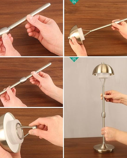 Modern Table Lamp Cordless Portable Desk Lamp, 2700K Stepless Dimming Rechargeable Battery Operated LED Lights for Bedroom, USB-C Charging, Restaurant/Bar/Night Light/Gifts (Brushed Nickel)