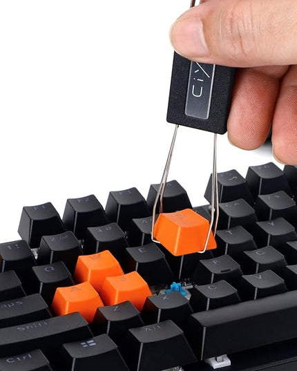 Keycap Puller Switch Puller Stainless Steel Keycap Removal Tool with 2 Pcs Keyboard Cleaning Brush for Mechanical Keyboard