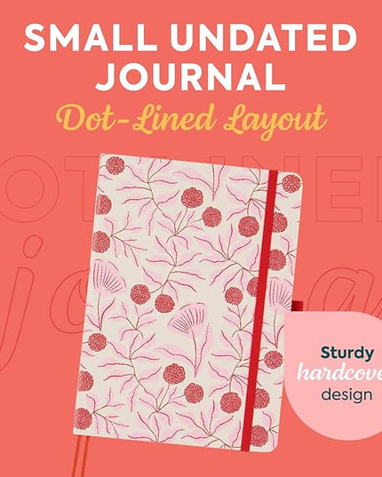 Happy Planner Small Undated Book-Bound Journal with 80 Pages of Thick 100 GSM Paper, A5 Size, Dot-Lined Layout, Feathered Floral