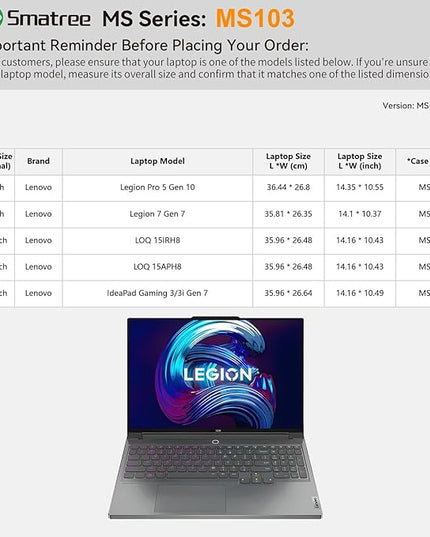 Smatree MS103 Hard EVA Protective Case with Stand Compatible for 16inch Lenovo Legion Pro 5 Gen 10/Legion 7 Gen 7, for 15.6inch IdeaPad Gaming 3 Laptop/3i Gen 7, for 15.6inch LOQ 15APH8/15IRH8, Green