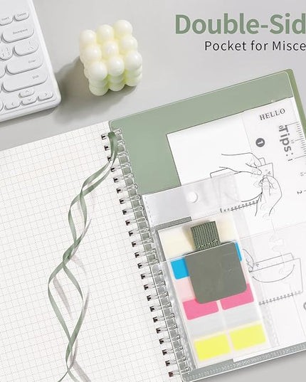 AHGXG Graph Paper Notebook - Spiral Notebook Journal 160 Pages, A5 Graph Notebook 5.7" x 8.3", 100 gsm Thick Grid Paper, Waterproof Plastic Cover, for School Writing Engineering Math, Sage Green