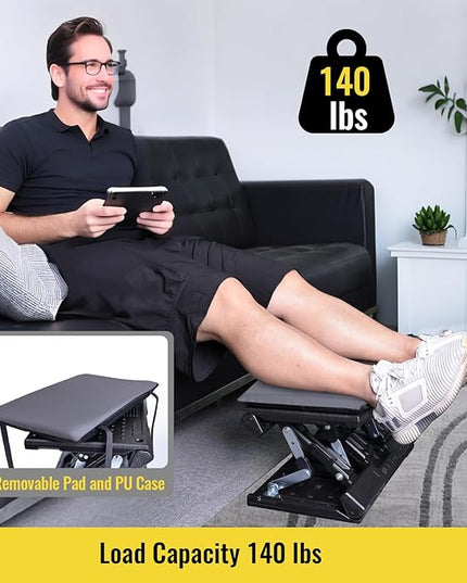 Foot Rest for Under Desk at Work Enlarged, Ergonomic Footrest with Adjustable Height and Angle, Foldable Foot Stool with Removable Pad Massage Beads for Office Gaming Chair Gray