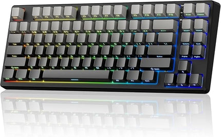 Wireless Mechanical Keyboard,Gasket Mounted Creamy Sound,Bluetooth/2.4GHz/USB-C,Side Printed PBT Keycaps with RGB Backlit, Hot Swappable,75% Compact Layout for Gaming/Typing/Win/Mac/PC(Gradient Gray)