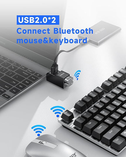 FORIDA 3 Ports USB Adapter, USB Hub with USB 3.0 and Double USB Adapter, Portable USB Splitter 1 in 3 Out for Keyborad, Mobile Hard Disk, U Disk, Camera, Mouse etc Laptop Accessories (Black)