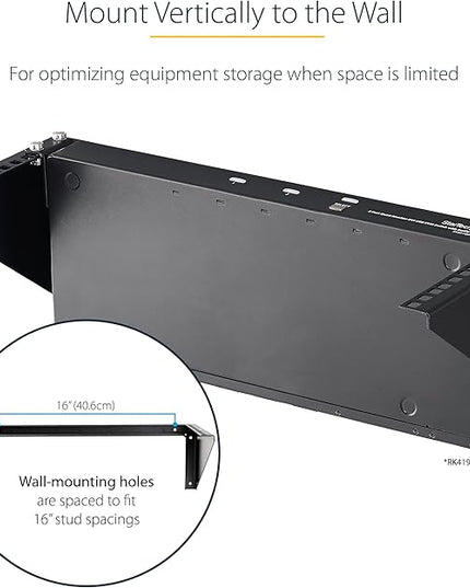 StarTech.com 5U Vertical Wall Mount Rack - 19in Low Profile Open Wall Mounting Bracket - Network/Server Room/Data/AV/IT/Patch Panel/Communication/Computer Equipment - w/ Cage Nuts/Screws, TAA