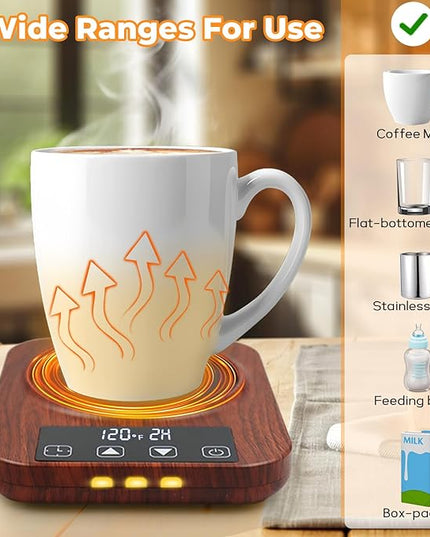 Coffee Mug Warmer Set for Desk - Candle Warmer, 9 Temp Coffee Cup Warmer Auto Shut Off, 1-12H Timer Smart Beverage Warmer, Candle Warmer Plate Candle Melter, Heated Coffee Mug, Charging Coaster