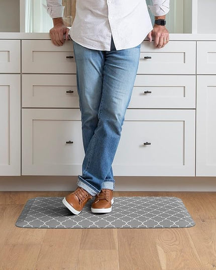 NewLife by GelPro Anti-Fatigue Designer Comfort Kitchen Floor Mat, 20x32”, Trellis Grey Resistant Surface with 3/4” Thick Ergo-Foam Core for Health and Wellness