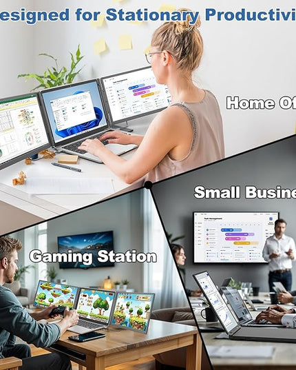 Teamgee 15.6" Laptop Screen Extender with Power Bank, FHD 1080P Triple Monitor, Driver-Free Plug & Play for 13-17" Laptops (HDMI/USB), Home Office/Small Business, Windows/Mac/Android