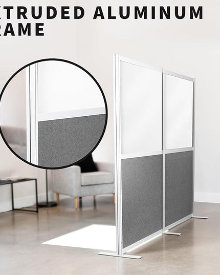 VIVO Modular Wall System, 2 PET and Whiteboard Panels, Professional Office Cubicle Dividers, Freestanding Privacy-Screen, 66 inches High, White and Dark Gray, PP-MWS63WB