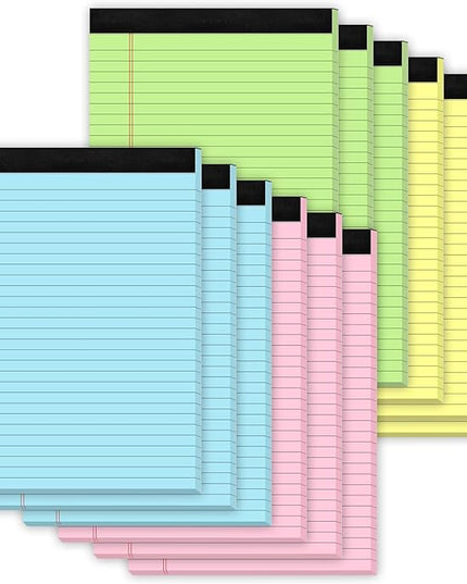 Zaviko Legal Pads 8.5 x 11 Colored Note Pads, 12 Pack Colored Paper Pads 8.5x11 Lined Paper, Pads of Paper Writing Pads, Wide Ruled Notebook Pad 8 1/2 x 11, Legal Notepads 8.5 x 11, 30 Sheets/Pad