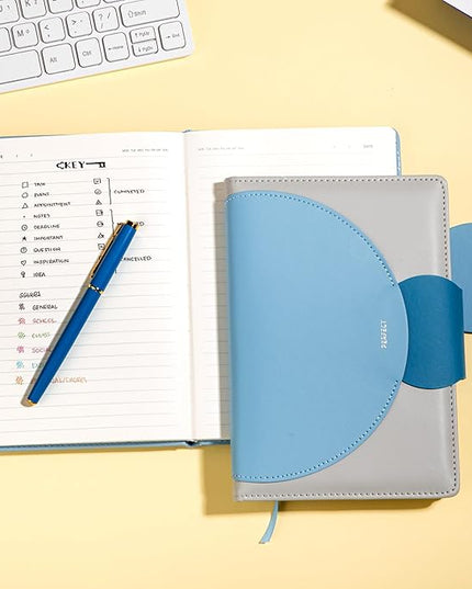 CAGIE Lined Journal for Women, 100GSM 192 Pages Leather Journals for Writing with Buckle Closure ,A5 Hardcover Diary Journaling Notebooks for Business Work School Note Taking 5.9"x8.59 (Serenity Blue)