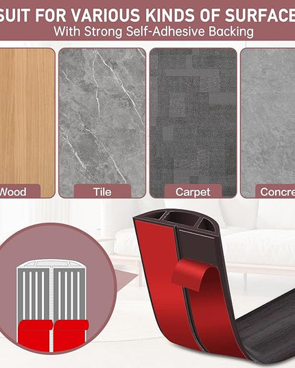 Floor Cord Cover Self Adhesive Cord Hider Floor Extension Cord Covers for Floor Power Cord Protector Cable Management Prevent Cable Trips Cable Cavity 0.47" W x 0.27" H (Dark Walnut, 10Ft)