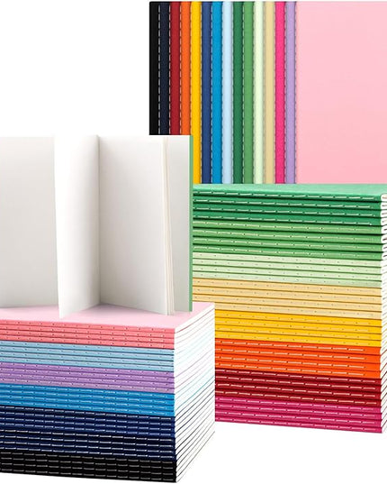 60 Pack Mini Pocket Colorful Blank Notebook Bulk, Journals Bulk, Small Notebooks 3.5x5.5, 30 Sheets/60 Pages, Mini Notebooks for Traveler, Students, School Supplies(Blank-60 pack, 15 Colors)