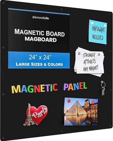 24"x24" - Magnetic Board - Memo & Vision Board for Home, Office, and Classroom - Magnet Board for Kids - Pre-drilled Mounting Screws Included