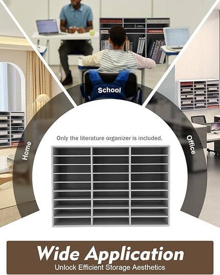 Literature Organizer 27 Slots Compartments Desktop File Sorter Mail Center Paper Storage Cabinet Home & Office Mailbox School Classroom Keepers