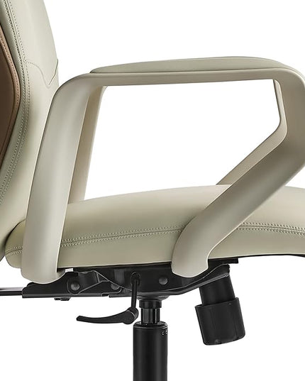 EUREKA ERGONOMIC Aric Executive Office Chair, High Back Computer Desk Chair with Lumbar Support, Premium PU Leather, Ergonomic Armrests, Height Adjustable Swivel Base (Beige)