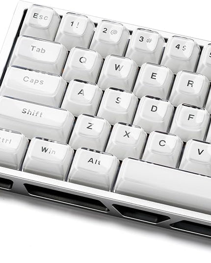 XVX White Crystal Jelly Keycaps, Clear Translucent Keyboard Keycaps OEM Profile Keycap Set Compatible with 61/68/84/87/98/100 ANSI Layout MX Switches Mechanical Keyboard