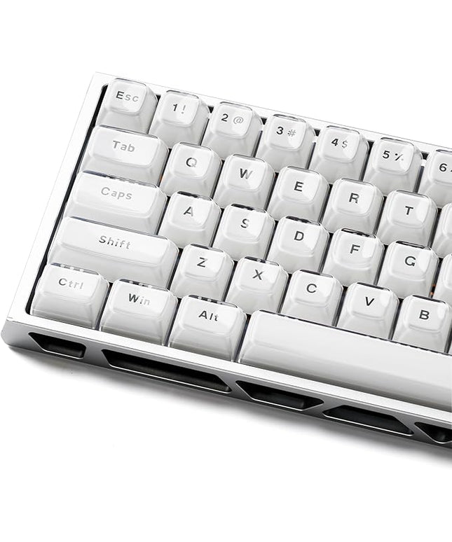 XVX White Crystal Jelly Keycaps, Clear Translucent Keyboard Keycaps OEM Profile Keycap Set Compatible with 61/68/84/87/98/100 ANSI Layout MX Switches Mechanical Keyboard