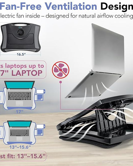 EHO Portable Lap Desk with Cushion, Detachable Mouse Pad Tray and Phone Holder, Adjustable Laptop Stand with 5 Angles, for Home, Office, Sofa, Bed