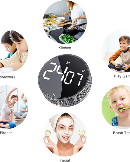 AVINIA Digital Kitchen Timers, Visual timers Large LED Display Magnetic Countdown Countup Timer for Classroom Cooking Fitness Baking Studying Teaching, Easy for Kids and Seniors Silver
