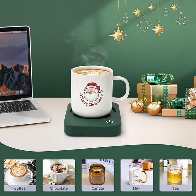 ANBANGLIN Coffee Mug Warmer, Smart Cup Warmer for Desk, 3 Temperature Control & Auto Shut Off, Electric Cup Warmer for Heating Milk,Tea,Beverage,Candle (Green-No Mug)