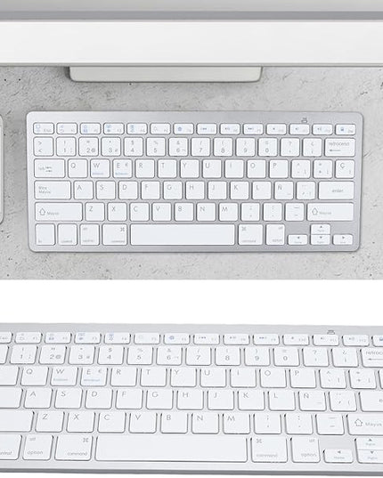 SENECESLI German French Spanish Italian English Bilingual Keyboard, Ultra Slim Wireless Bluetooth Keyboard, Travel Portable for Tablets Laptops Phones (Spanish QWETZ Layout)