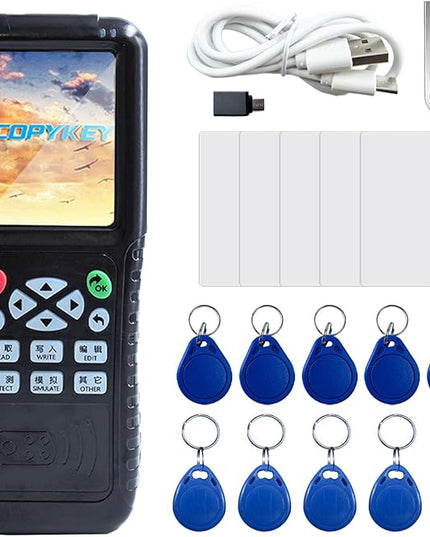 RFID Reader Writer X100 RFID Copier Multi-Frequency Smart Card Reader ID IC Elevator Card RFID Writer for Access Control System with 125khz T5577 Key Fobs/Cards and 13.56mhz IC Key Tags